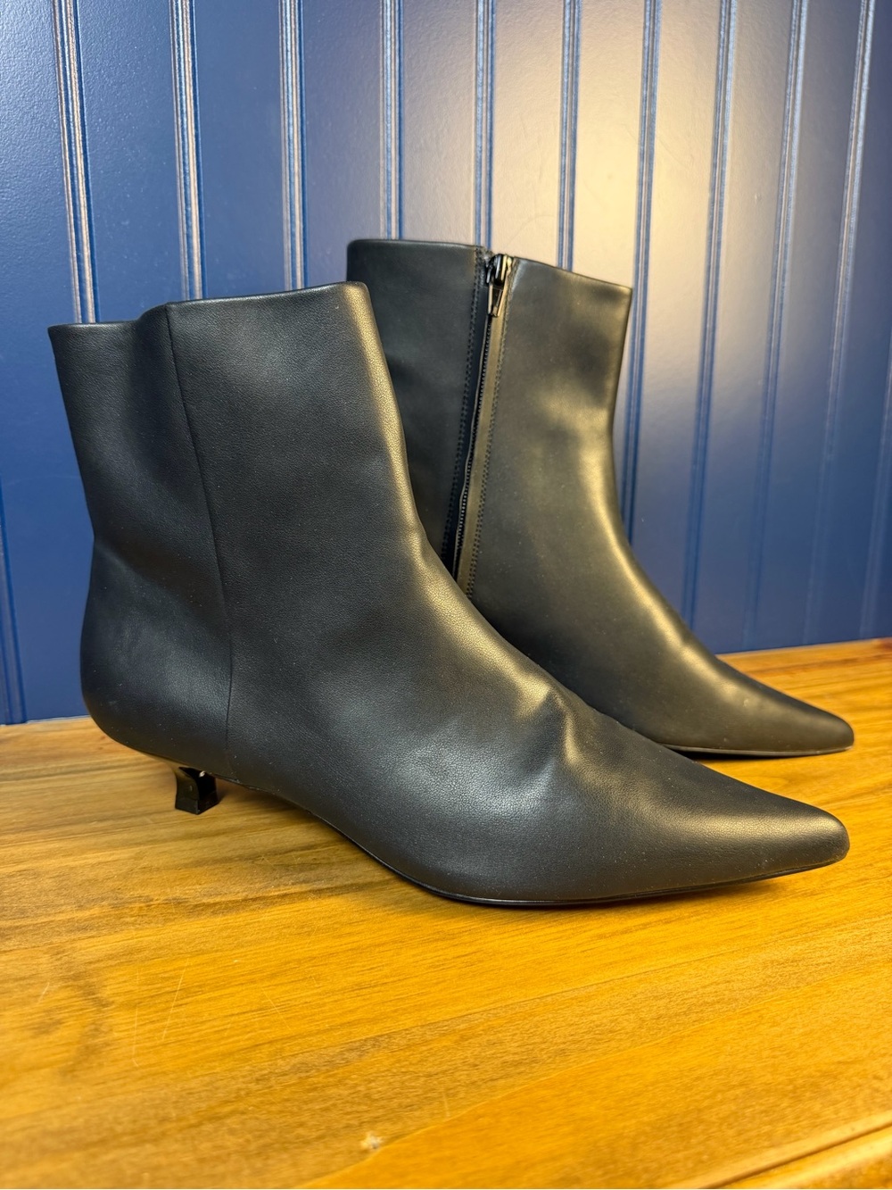 ALDO Joana Women’s 9 Black Pointed Toe Kitten Heel Ankle Boots Booties
